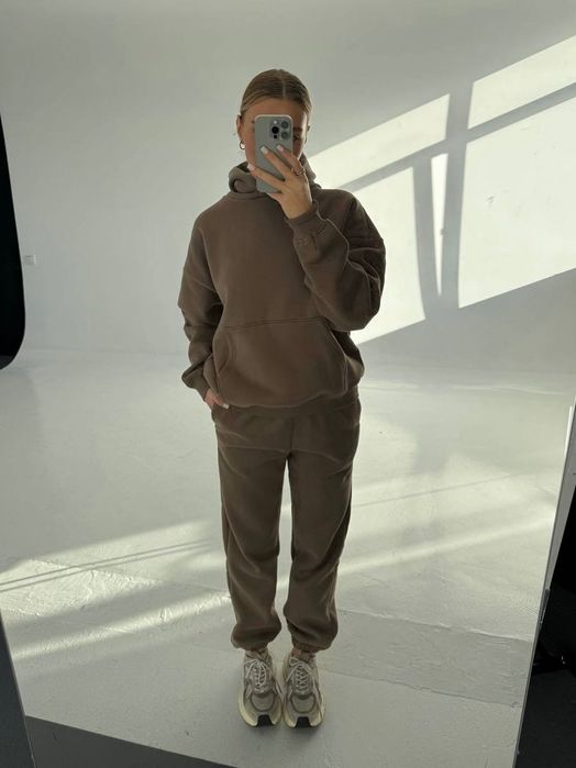 Спортивний костюм на флісі жіночий Мокко Шоколад S,M,L на зиму