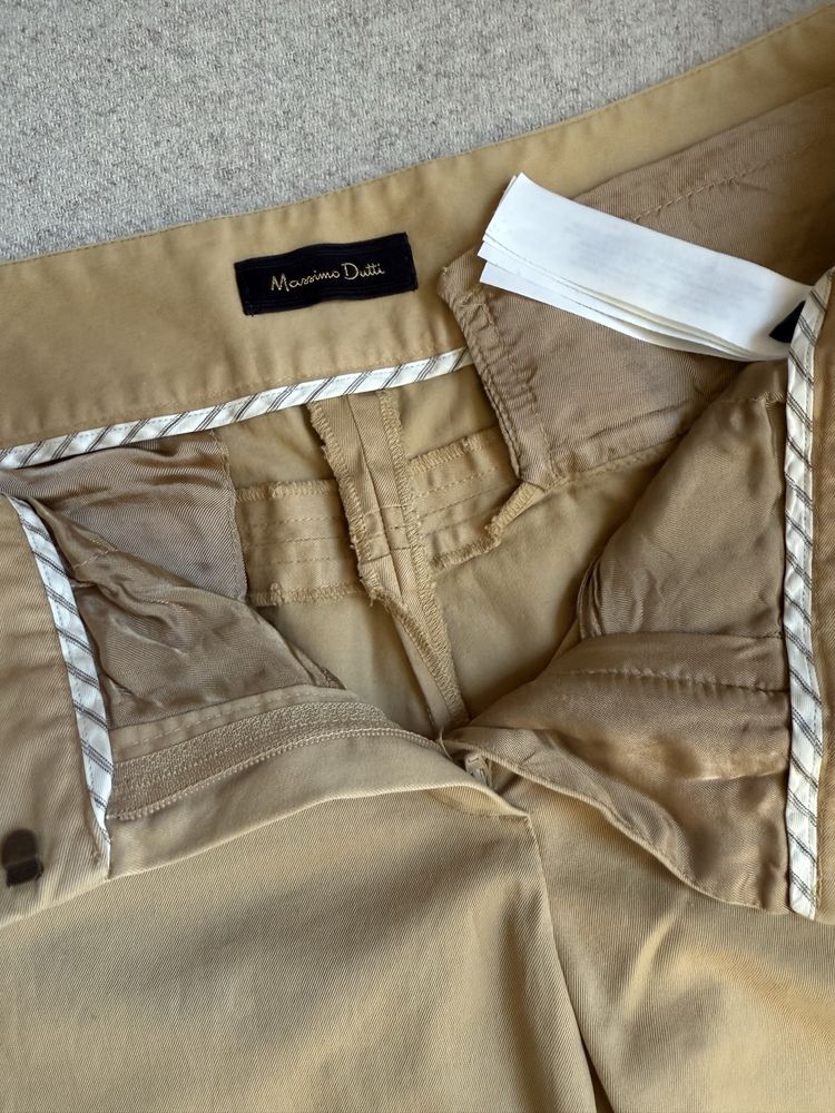 Musztardowe damskie spodnie chinosy Massimo Dutti 40