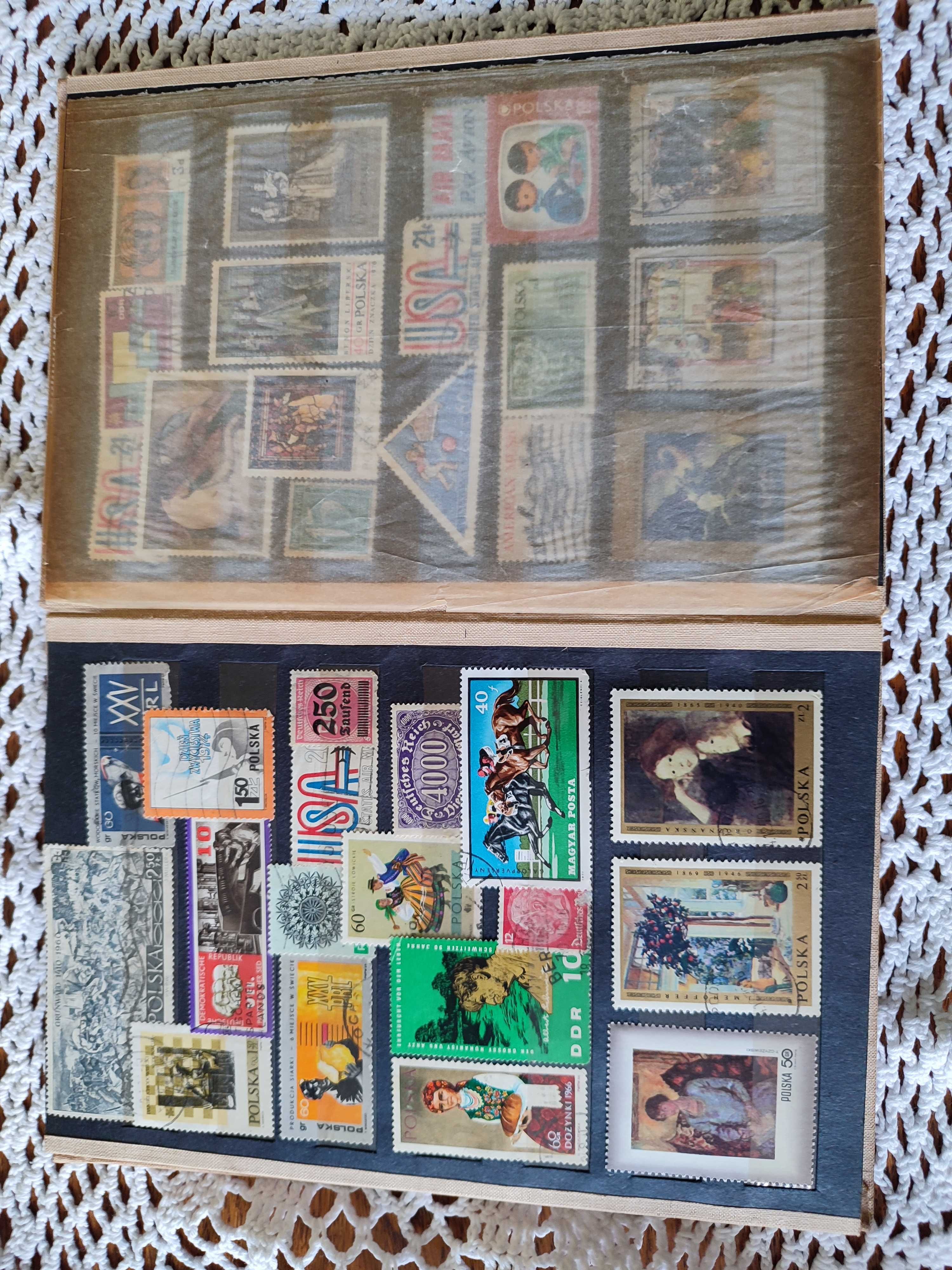 Klaser ze znaczkami PRL, DDR, USA . Kolekcja .