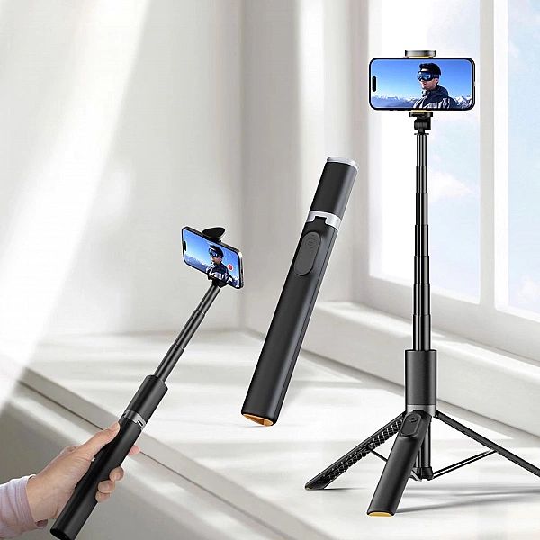 Selfie stick Tech-Protect L08S Bluetooth z pilotem, tripodem do 141cm