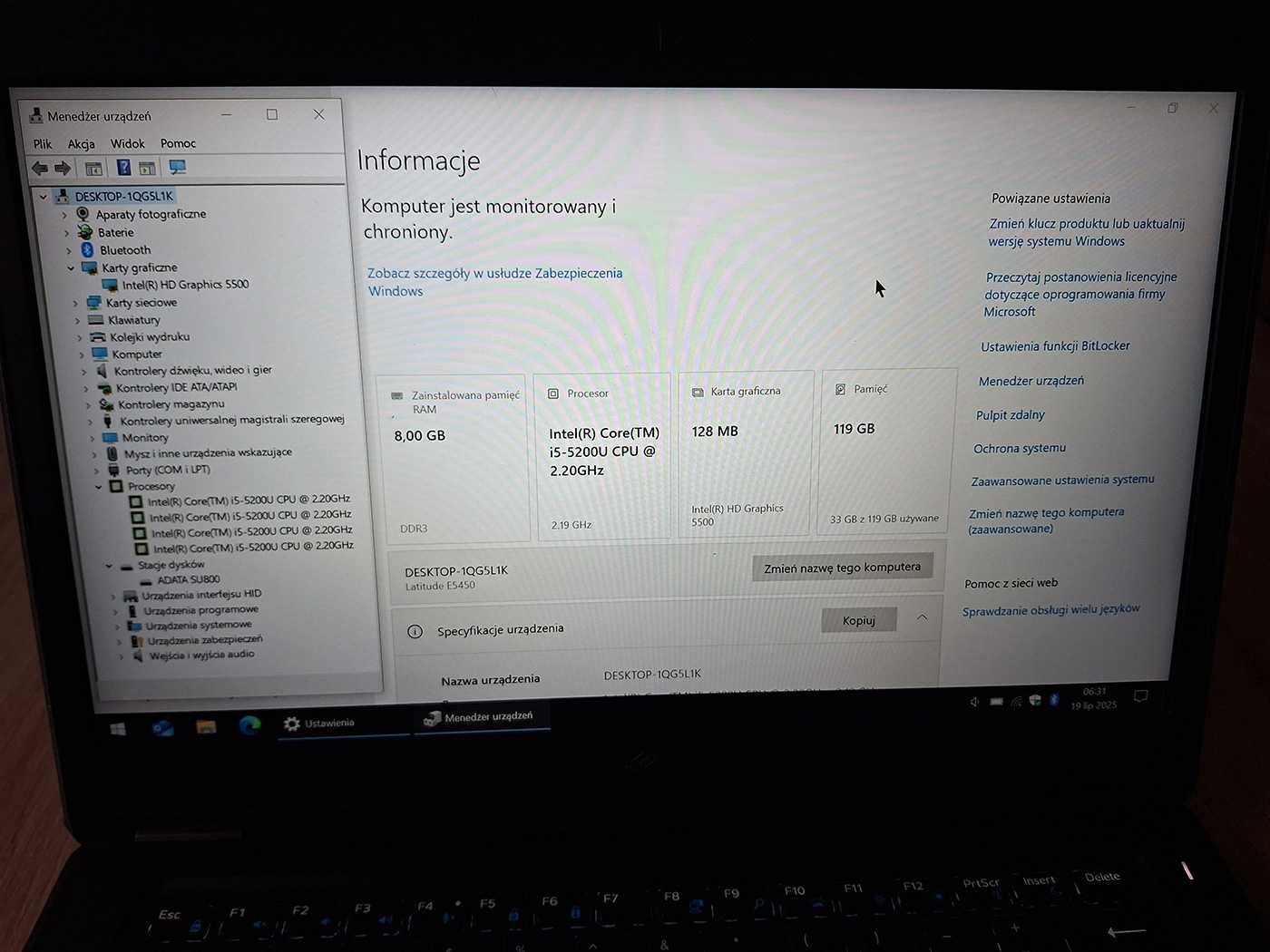 Laptop Dell Latitude e5450 Core i5-5200U SSD 8GB RAM Win10