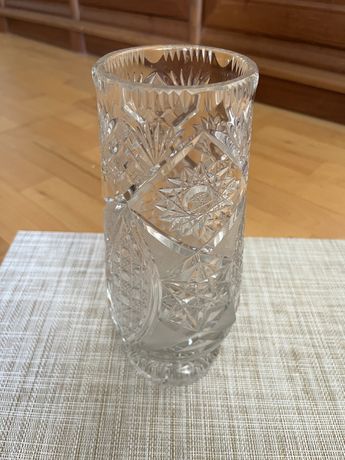 Kryształowy wazon PRL stan idealny lata 60 duży 25cm