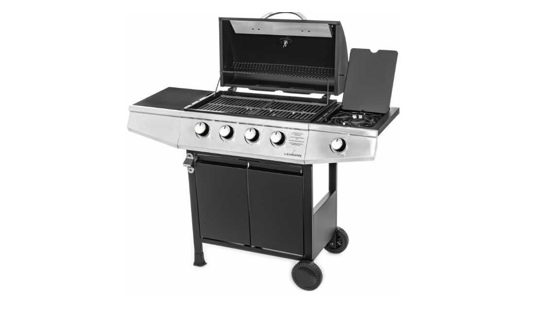Grill gazowy ogrodowy żeliwny ruszt Lehmann Ohio 4+1