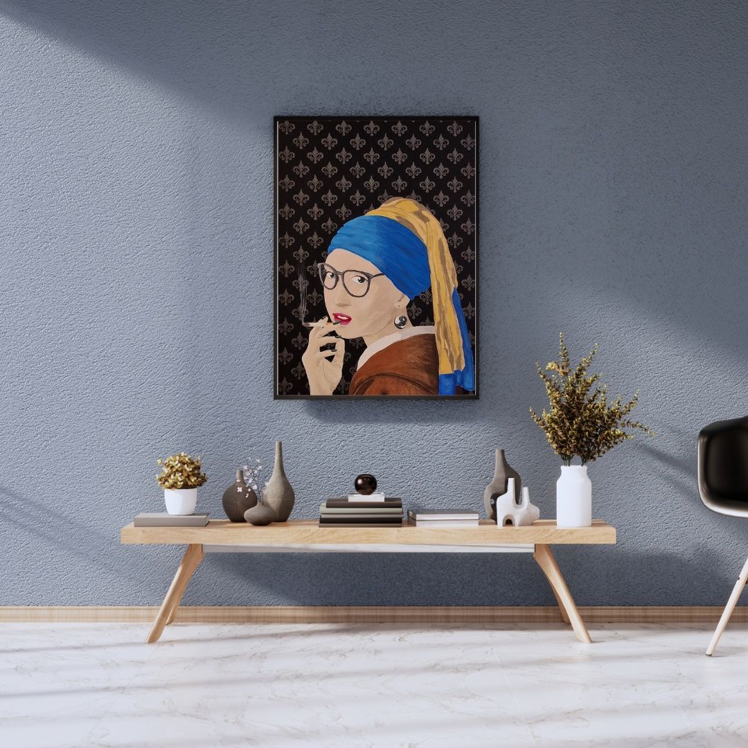 Pintura Pop Art original Única em tela Moça do Brinco de pérola