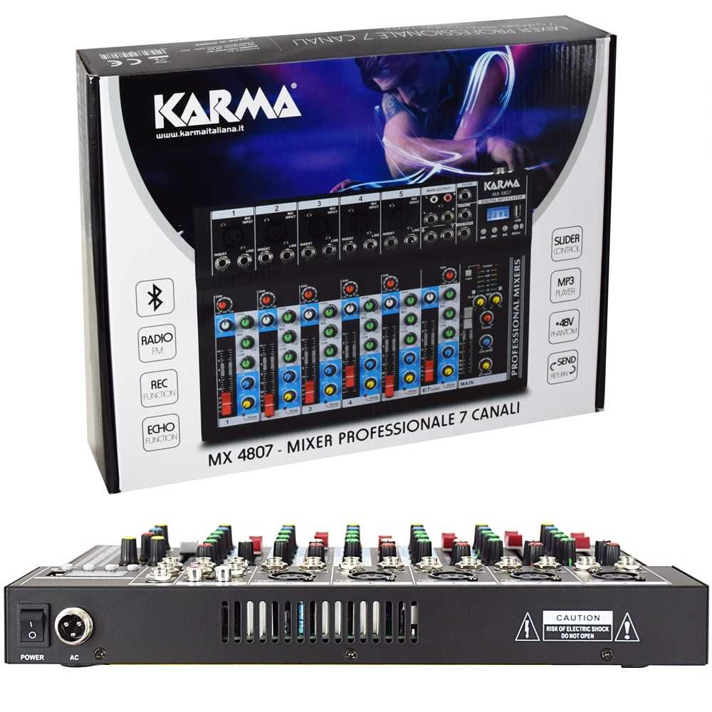 Mesa Mistura 7 Canais–USB / REC / FM / EFEITOs /PHANTOM / BT – KARMA