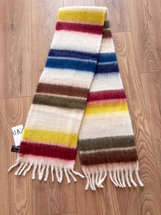 Шалик шарф ZARA зимовий терлий новий кольоровий полосатий