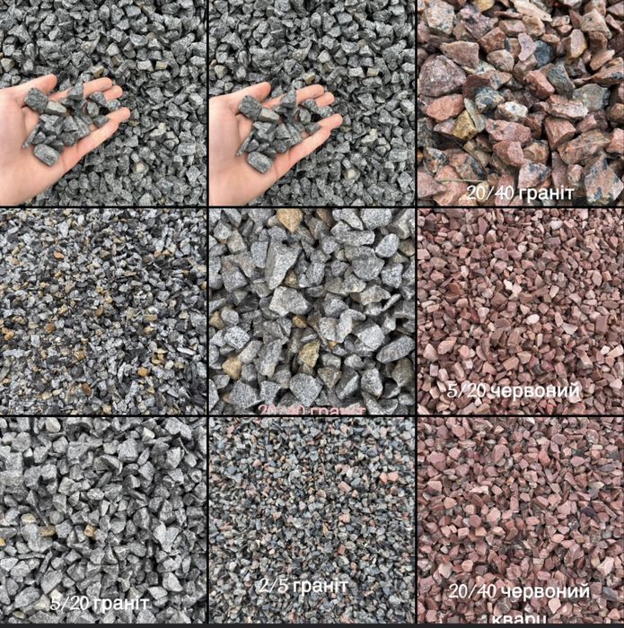 Декоративний щебінь для ланшафту - Граніт , кварцит . Різні фракції