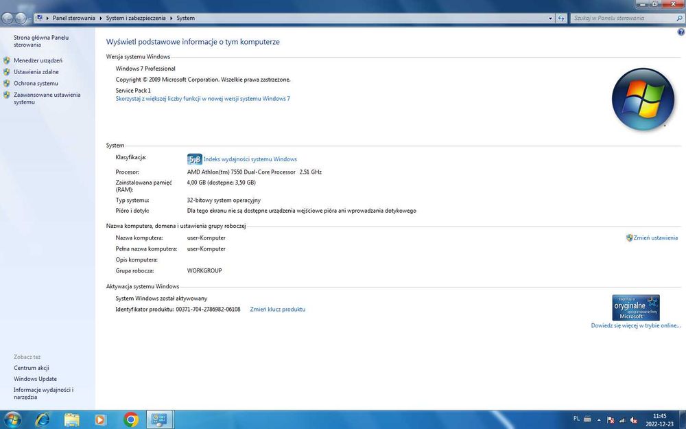 Stary komputer stacjonarny 4GB RAM dysk 320GB 2 systemy