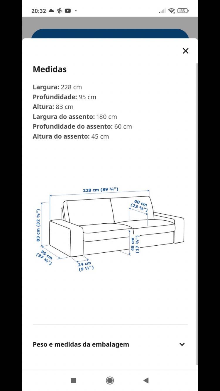 Sofá 3 lugares em tecido castanho