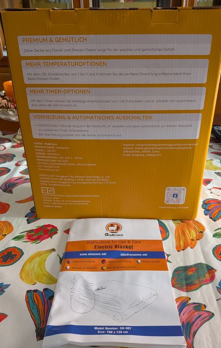 Cobertor elétrico cinzento aconchegante