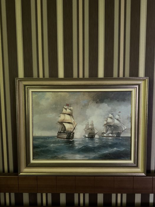 Картина И.Айвазовский83\63  «Не равный бой»в раме с аукциона