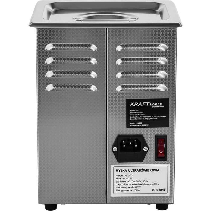 Myjka ultradźwiękowa 100W grzanie do 80st 2L KD500
