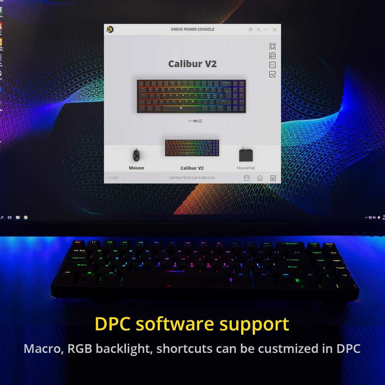 DREVO Calibur V2 TE RGB 60% przewodowa mechaniczna klawiatura