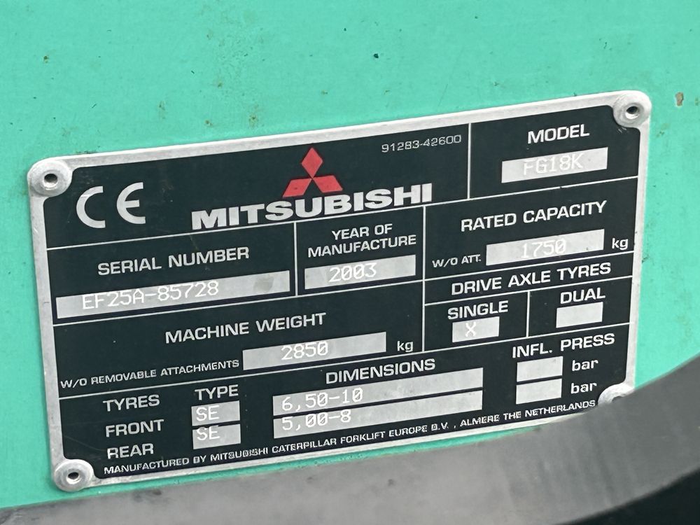 Widlak wózek widłowy gazowy Mitsubishi FG18K 1.8 tony