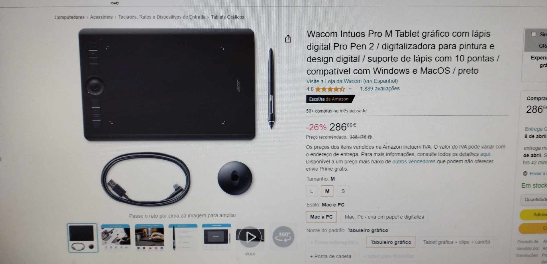 Tablet gráfico com pen