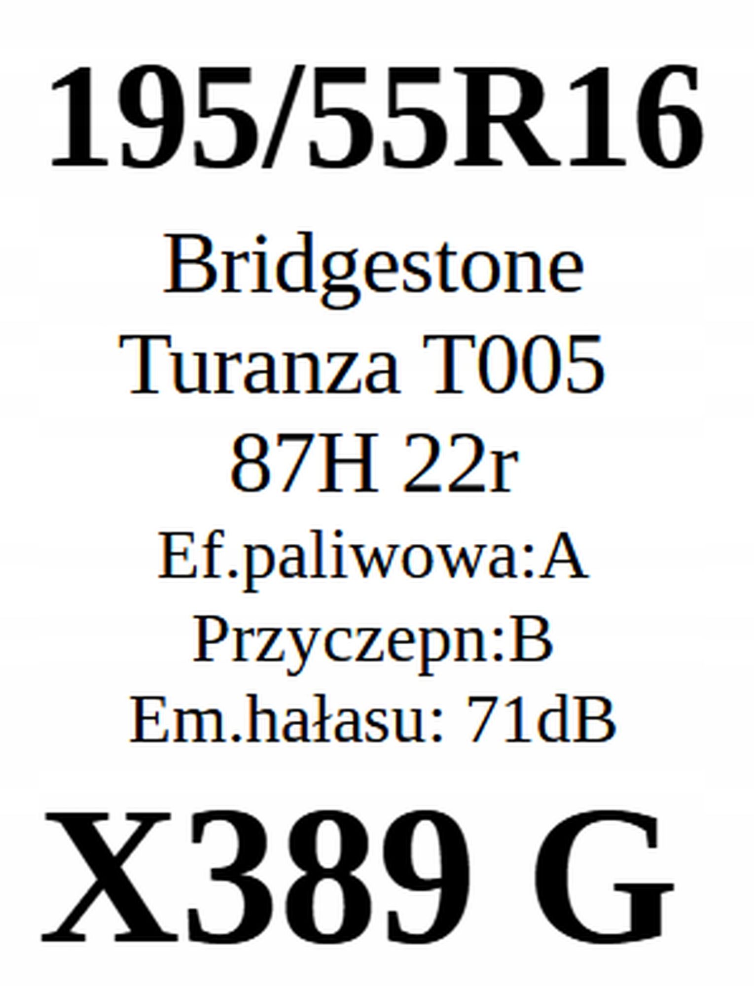 Opony 195/55r16 Bridgestone 2022r 3 Lata Gwar. 2 L