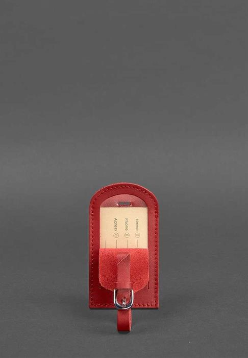 Кожаная бирка для багажа , чемодан , сумка КРАСНАЯ