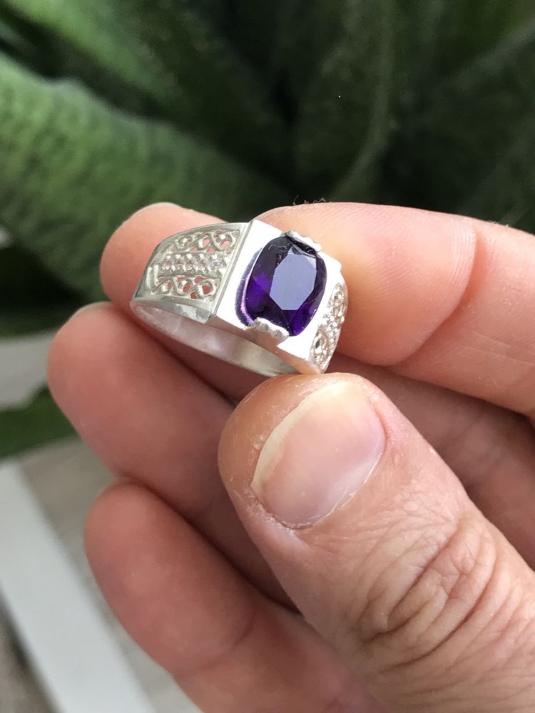 Кольцо перстень аметист серебро