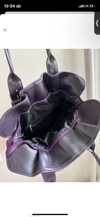 Містка сумка тоут із еко шкіри фіолетового кольору