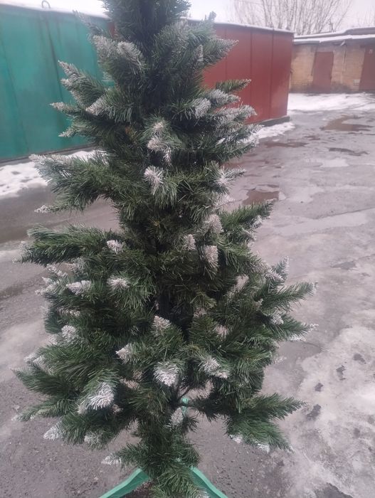 Новорічна ялинка з білим напиленням 180см."Канада"розкладна