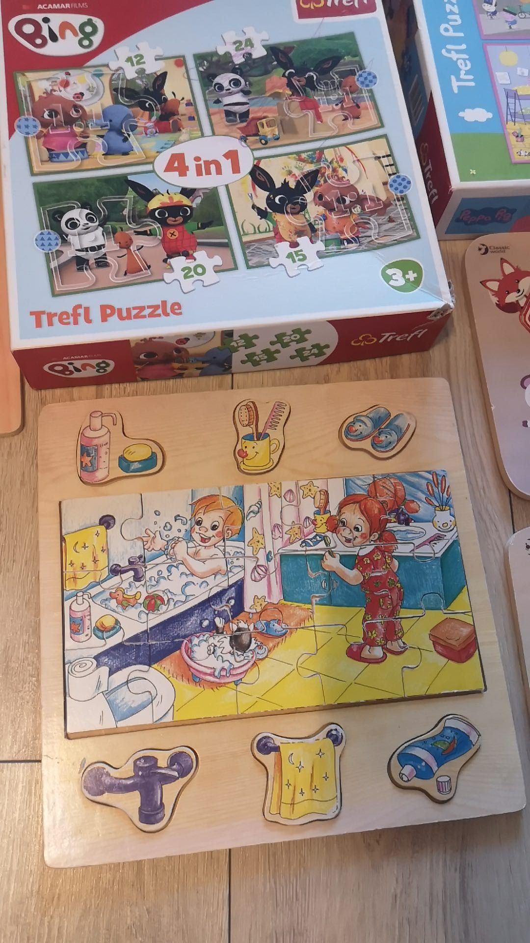 Mega zestaw puzzle drewno montessori