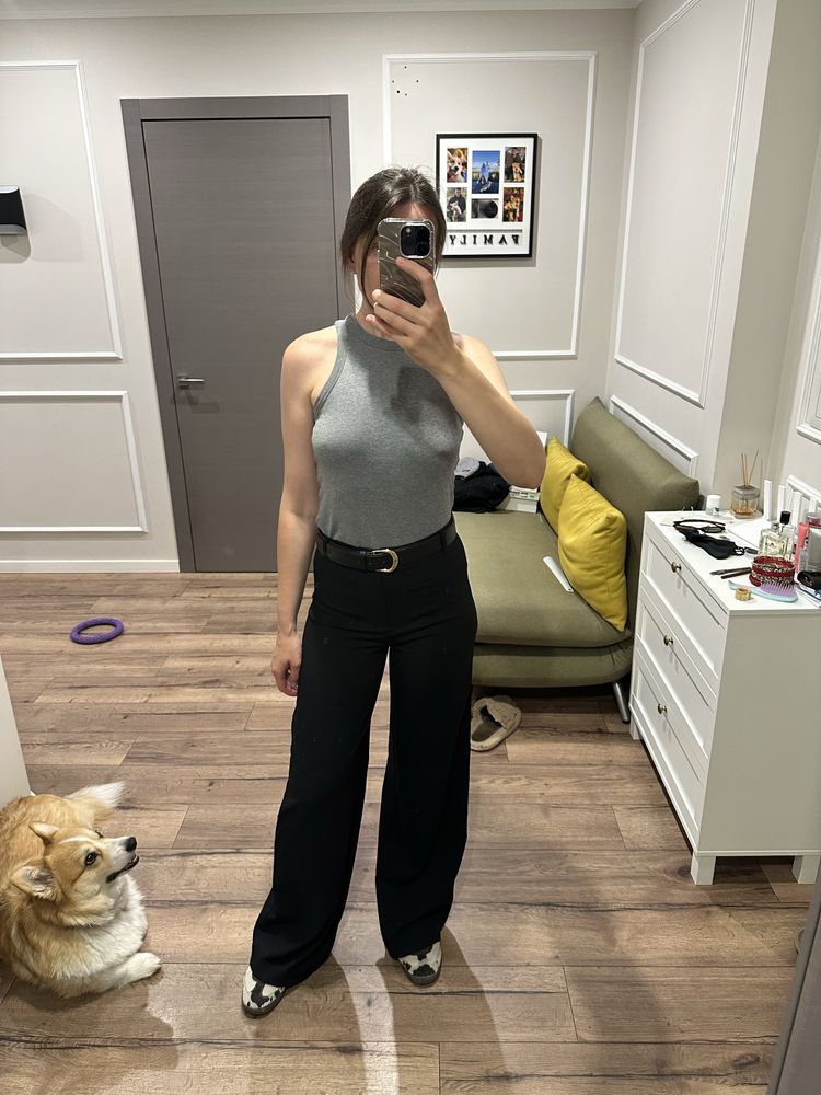 Брюки палацо женские zara, штаны класические в полоску черные,брюки