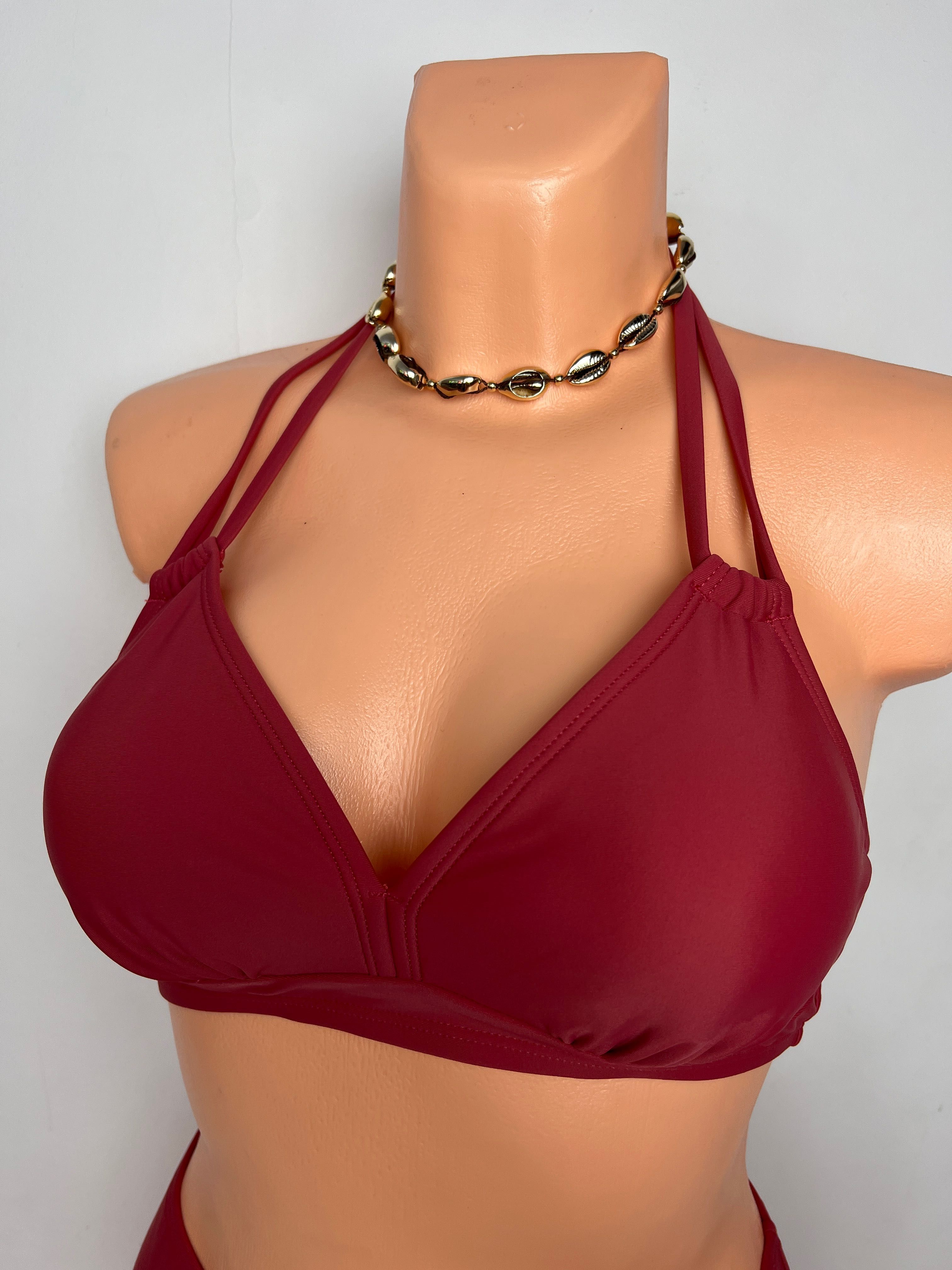 Strój kąpielowy bikini  cupshe L 40 bordo dwuczęściowy czerwone wino