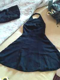 Sukienka wizytowa, czarna z brokatem, rozmiar XS-S