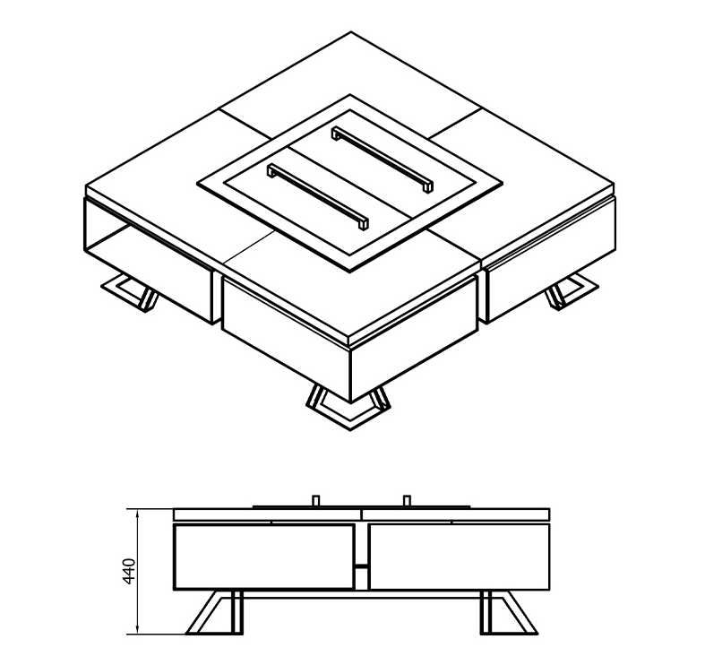 Palenisko ogrodowe tarasowe Hetta Supply Square 120 cm stal/beton HPC