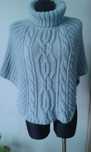 M/L 38/40 Sweter Ponczo Golf wełniana narzutka damski Włoski idealny