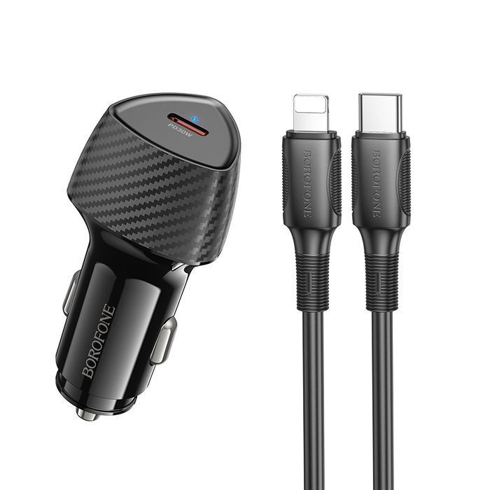 Borofone Ładowarka samochodowa BZ31B Typ C PD 30W z kablem czarna