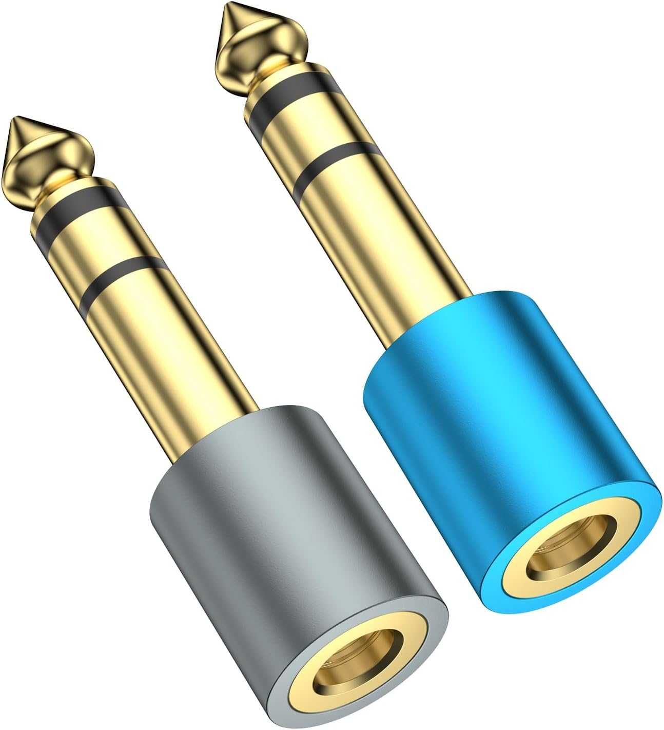 2 x adapter wtyczki 6,35 mm męski na 3,5 mm żeński stereo audio jack