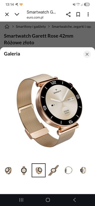 Smartwatch Garett Rose 42mm Różowe złoto