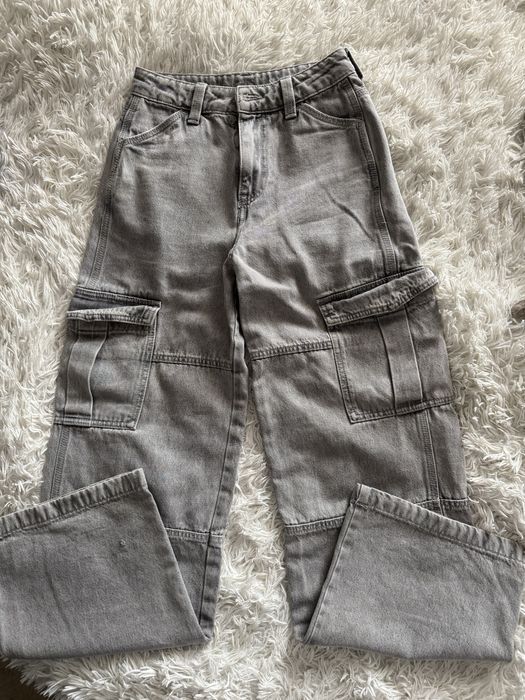 Jeansy szerokie cargo H&M 32