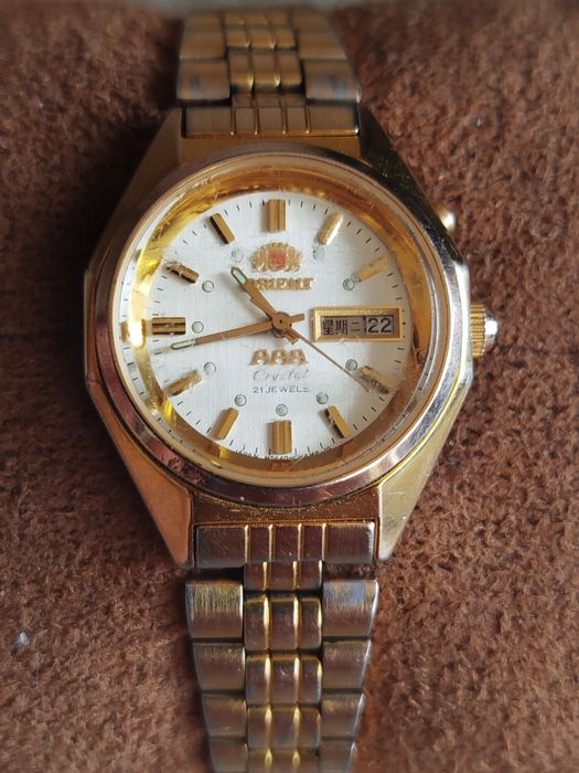 Złoty orient crystal automatyczny vintage