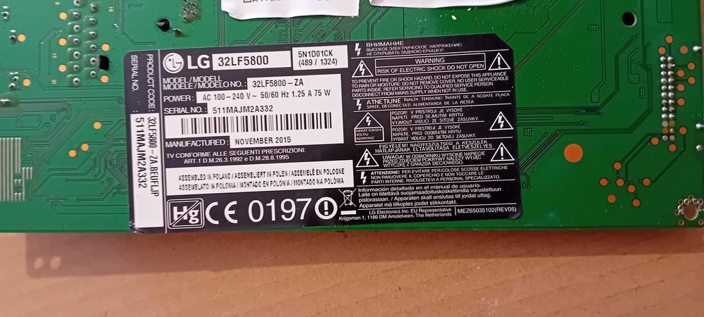 placa tv LG 32lf5800