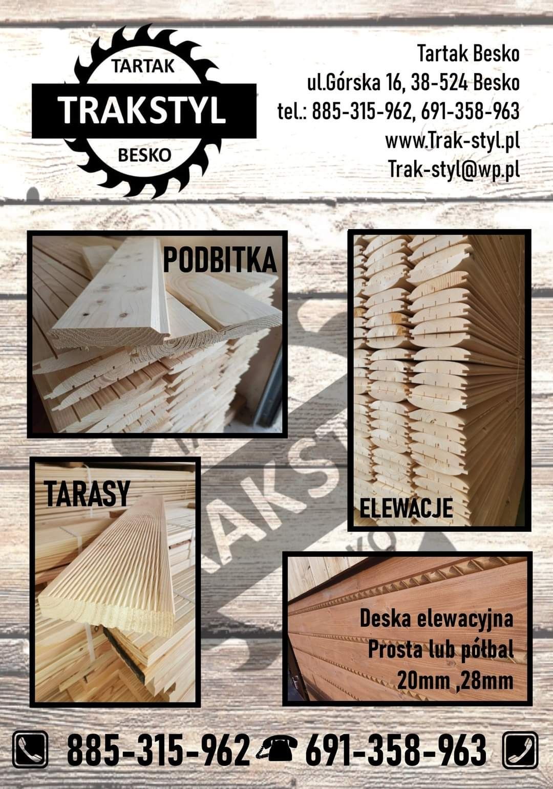 Deska suche sezonowane brusy pryzma świerk modrzew tartak trakstyl