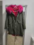 Parka khaki futro naturalne fuksja Jenot M