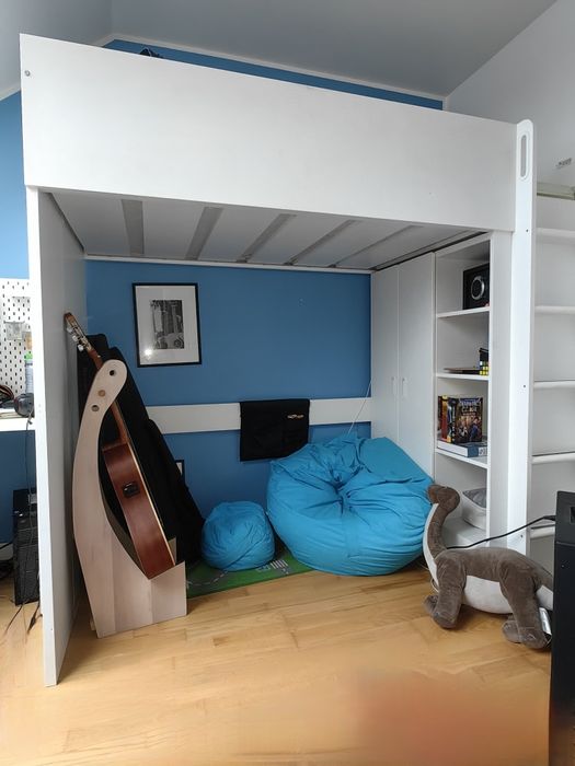 Dziecięce łóżko piętrowe IKEA białe + szafa