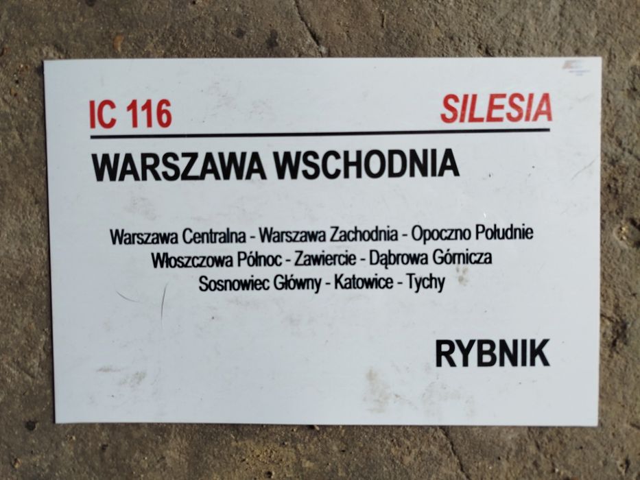 Tablica kierunkowa IC Silesia/Sobieski