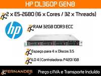 Servidor HP DL360P G8 | 2 x E5-2680 e 32GB RAM | 2 x Fontes