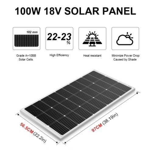 Painel solar 12V 100W mono NOVO
