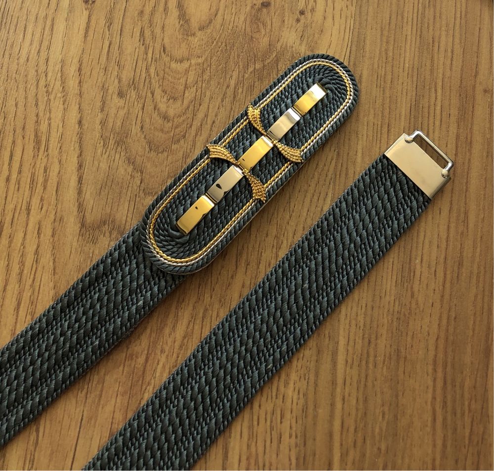 Pasek vintage Gutos sznurek sznurkowy boho hippie szary y2k