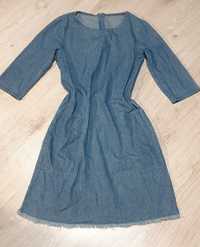 Jeansowa tunika lub sukienka z frędzlami 100% bawełna