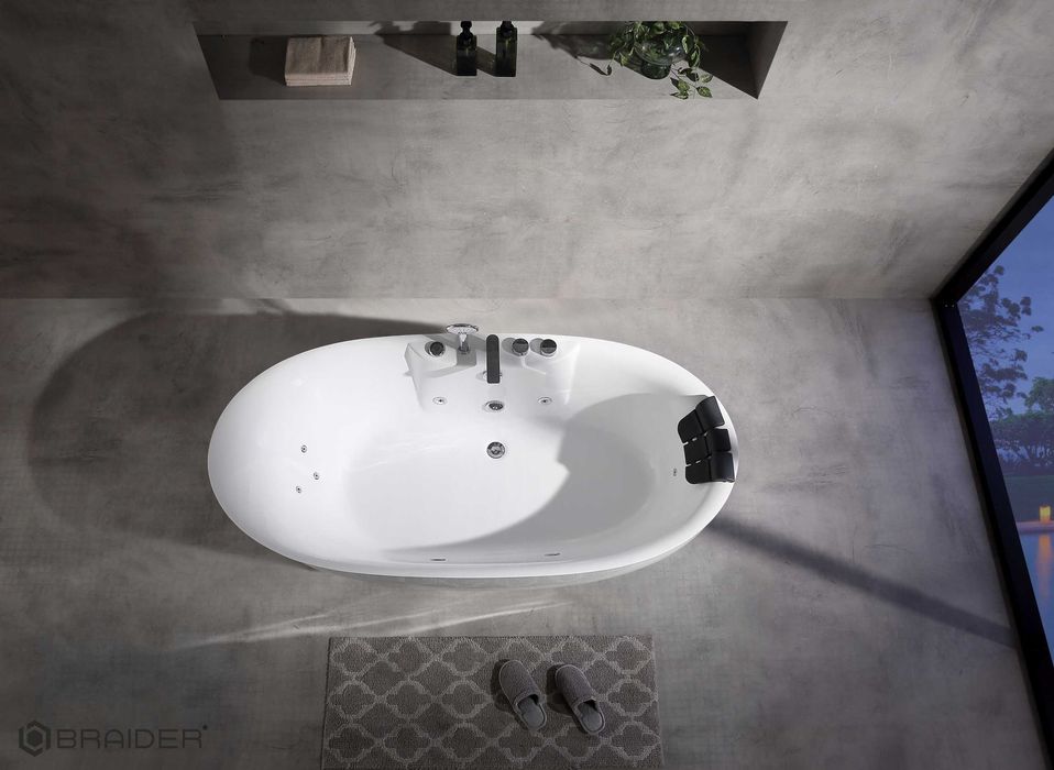 BRAIDER Wanna Wolnostojąca z Hydromasażem SOFTIA 180 x 85 cm Biała