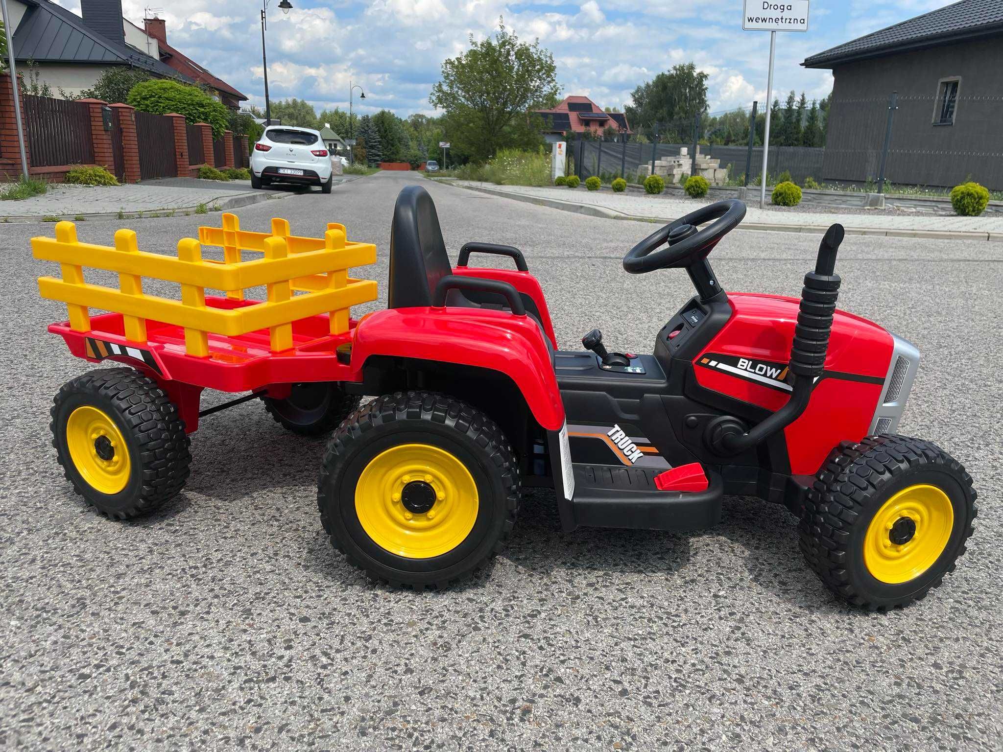 NOWY Traktor na akumulator z Przyczepką Pilot 12V Miękkie koła EVA