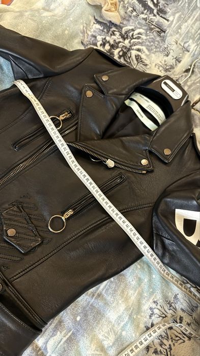 Off white кожаная куртка косуха шкіряна оригінал
