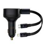 Ładowarka samochodowa Baseus Enjoyment z kablami USB-C + Lightning 3A