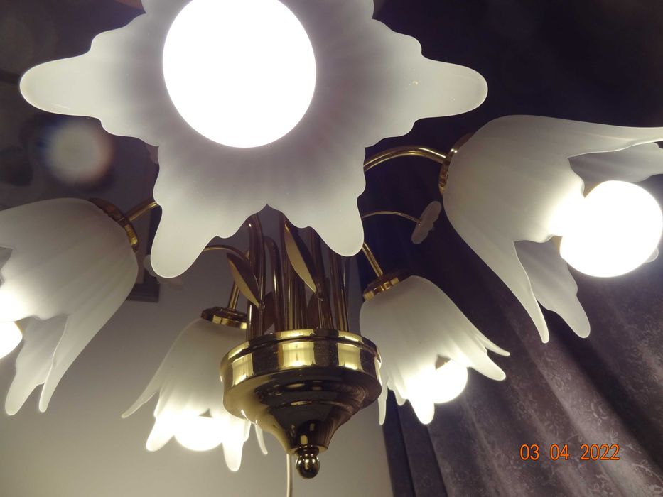 Ładna lampa, E27, żyrandol, metal, 5 ramion.