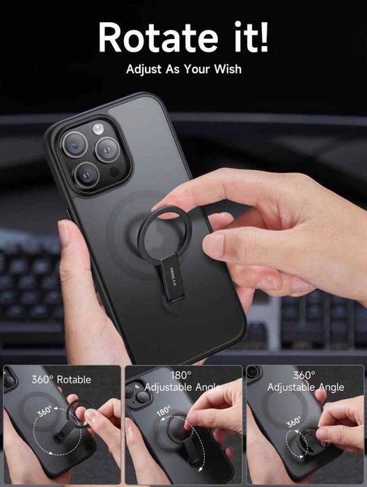 Etui Magnetyczne JSAUX RingLax MagSafe z Uchwyt na Palec iPhone 15 Pro